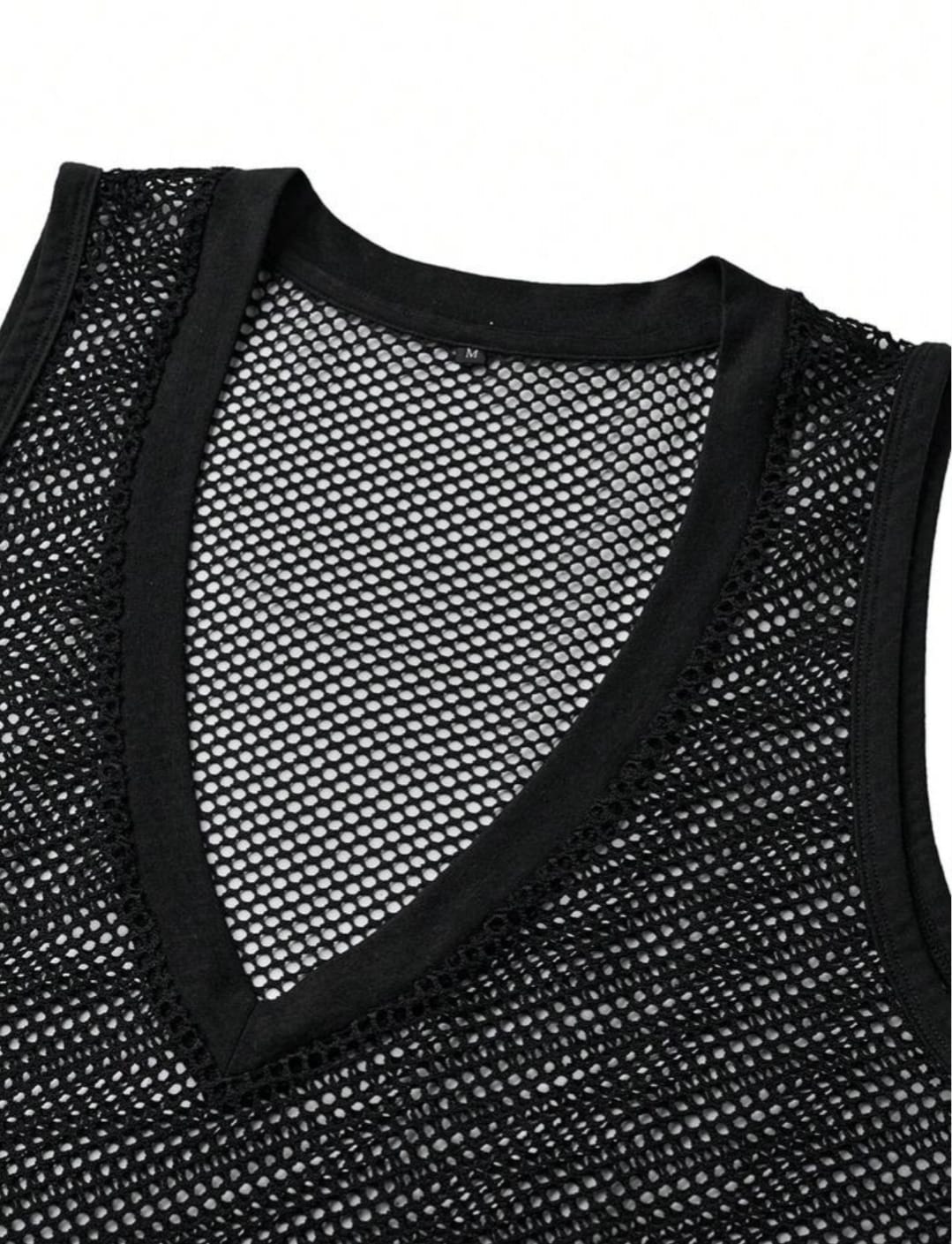Midnight Mesh V-Neck Tank